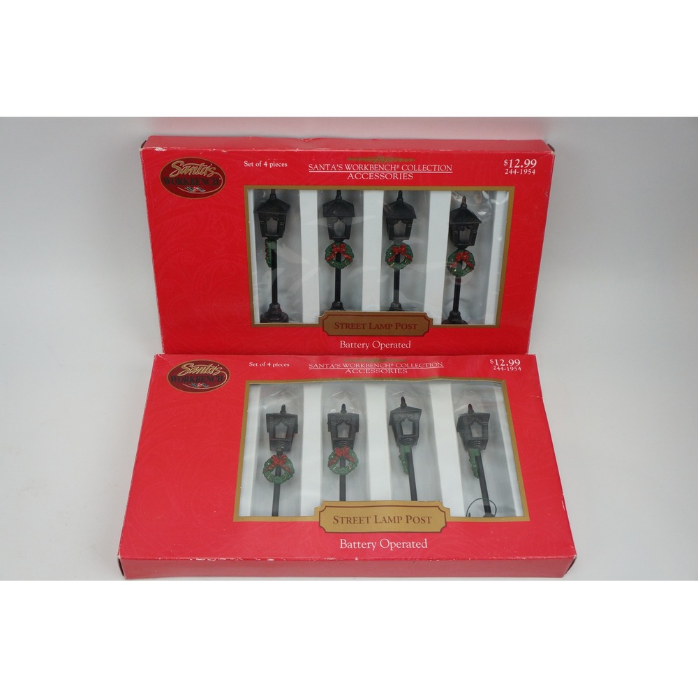 Santa's Workbench Street Lamp Post 2 Boxes 8 Total Christmas Village New